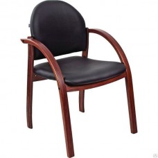 Кресло Жанет стул черн кож.зам/каркас дер орех.